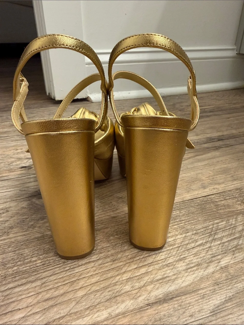 Michael Kors Gold Knot Platform Block Heel Sandals